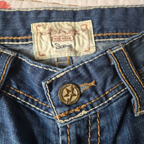 Western Vintage Style Riding Big Star Sophie Boot Cut Blue Women's Jeans 30R - Picture 7 of 11